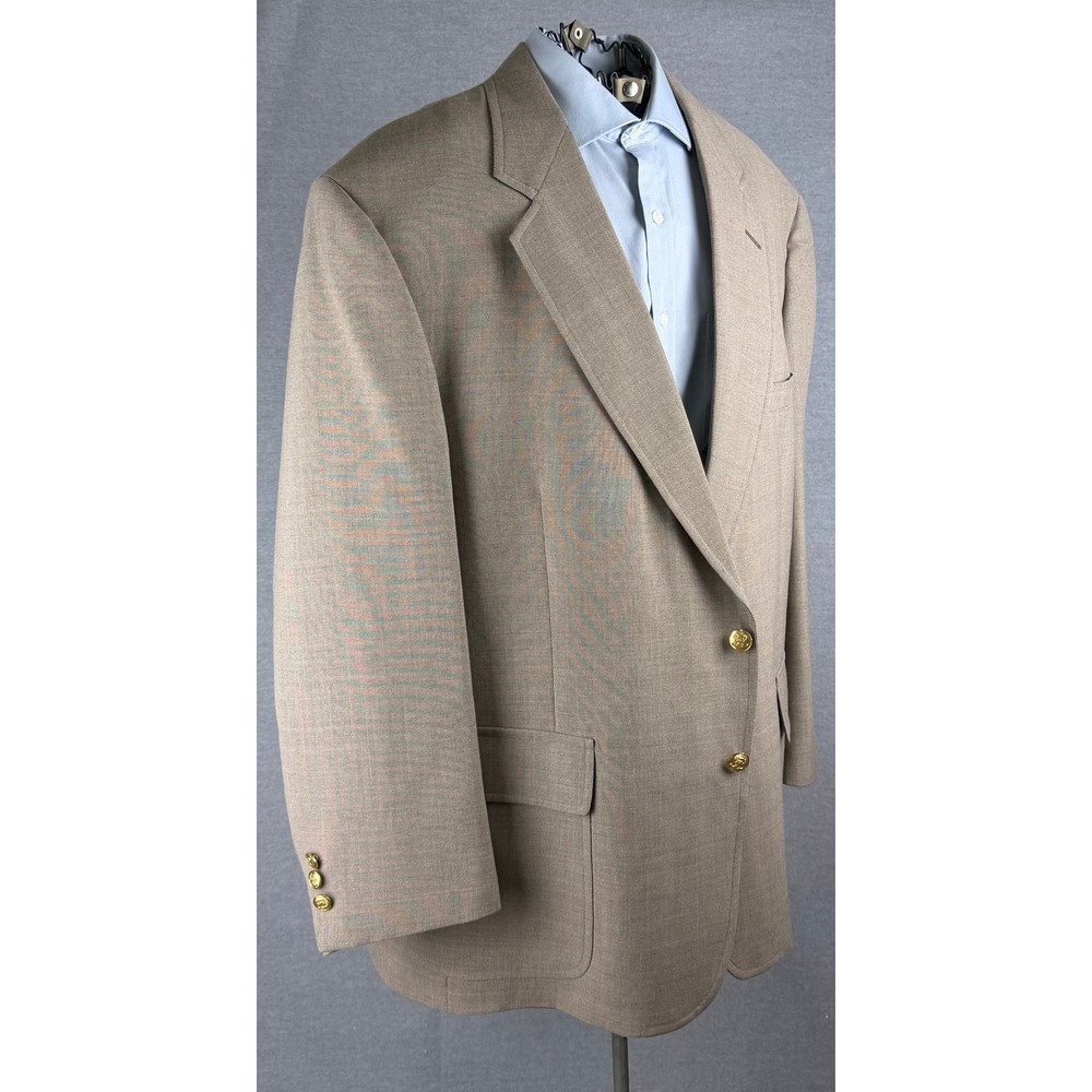 John Weitz Palm Beach Mens Tan Blazer Gold Crest Buttons Big & Tall Sport Coat